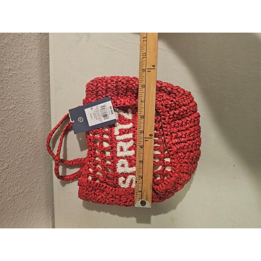 Universal Thread Small Red Raffia Spritz Tote Bag - Picture 4 of 6